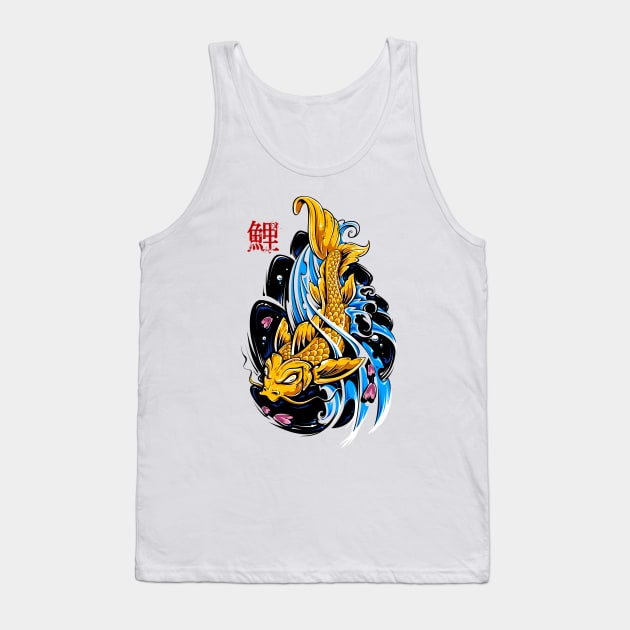 Koi Fish Tattoo Style Design Tank Top by Starquake